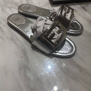 Fendi Silver Sandals with Sleek Design